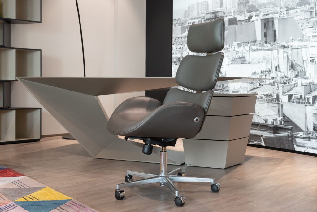 Office chair and desk in a modern home workspace