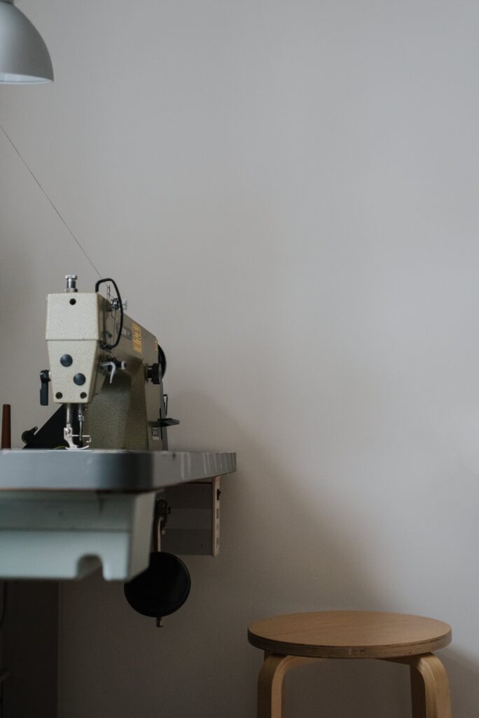 Sewing machine in a bright indoor workspace