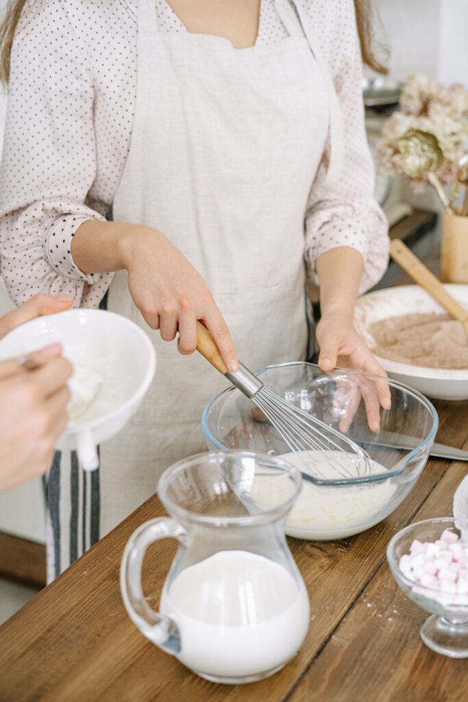 Baking ingredients being mixed in a bowl
