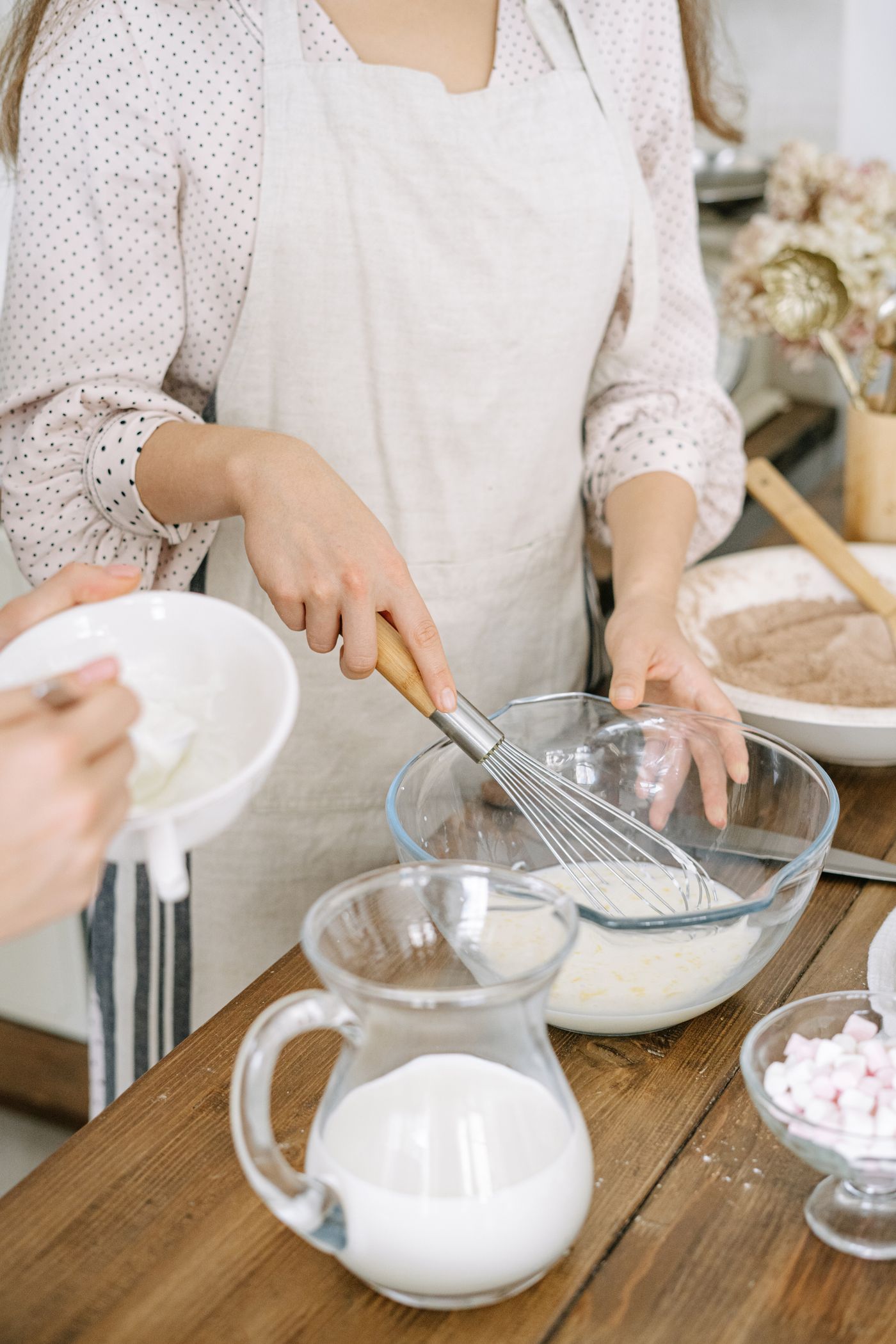 Baking ingredients being mixed in a bowl