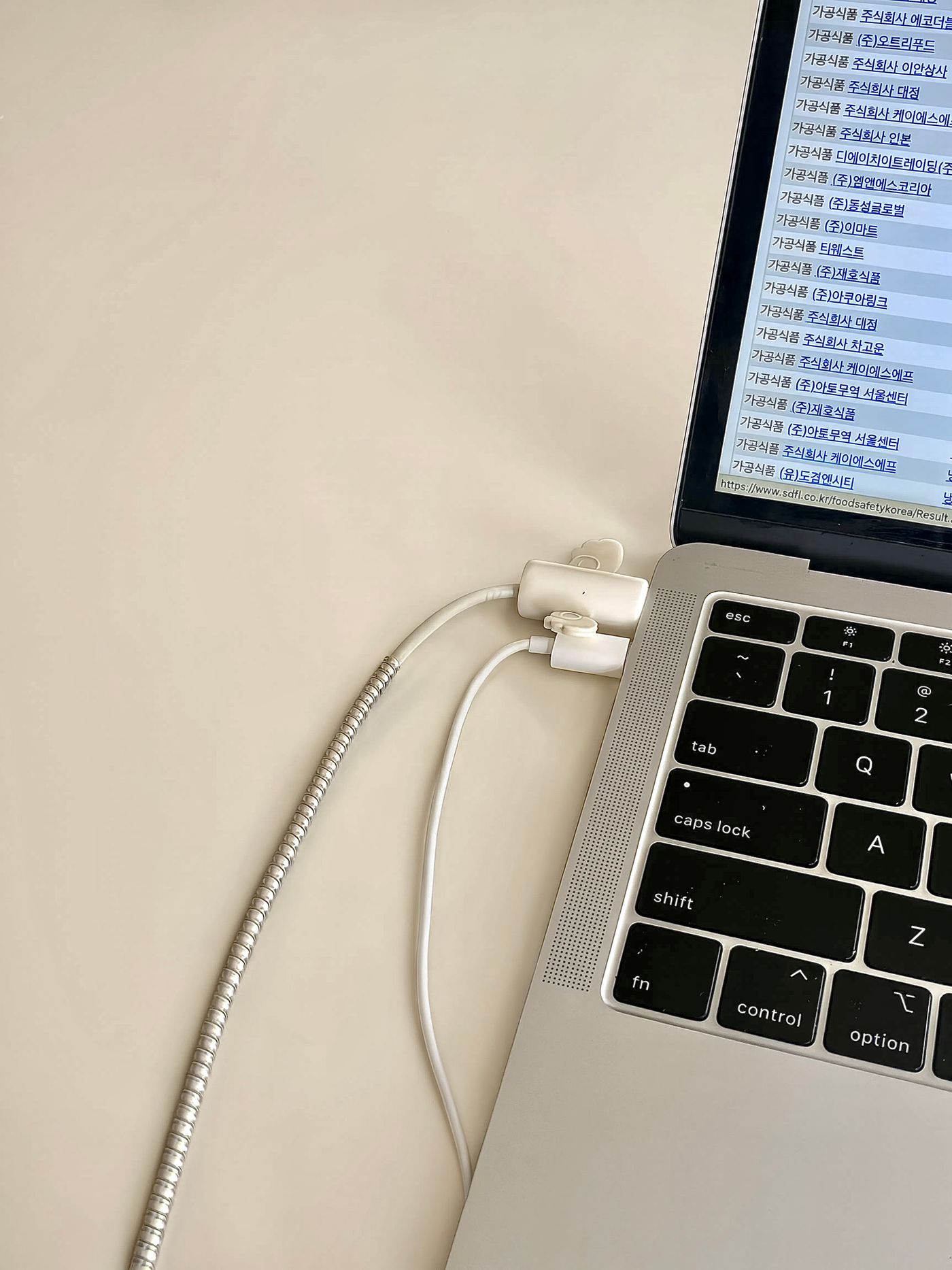 Cables connected to a laptop