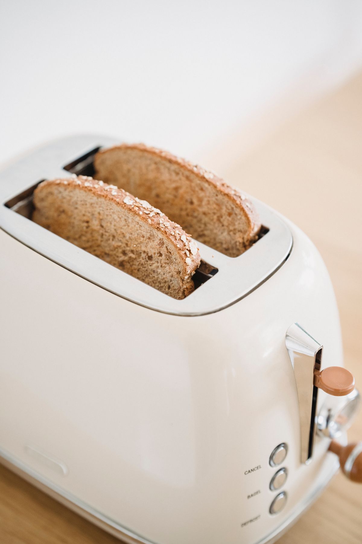 Bread slices in a kitchen toaster