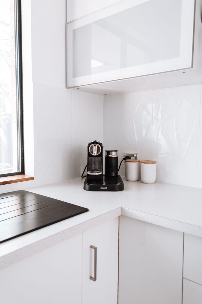 Coffee machine on a white kitchen counter