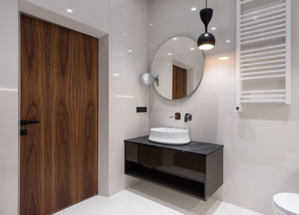 Bathroom vanity and sink with storage cabinet